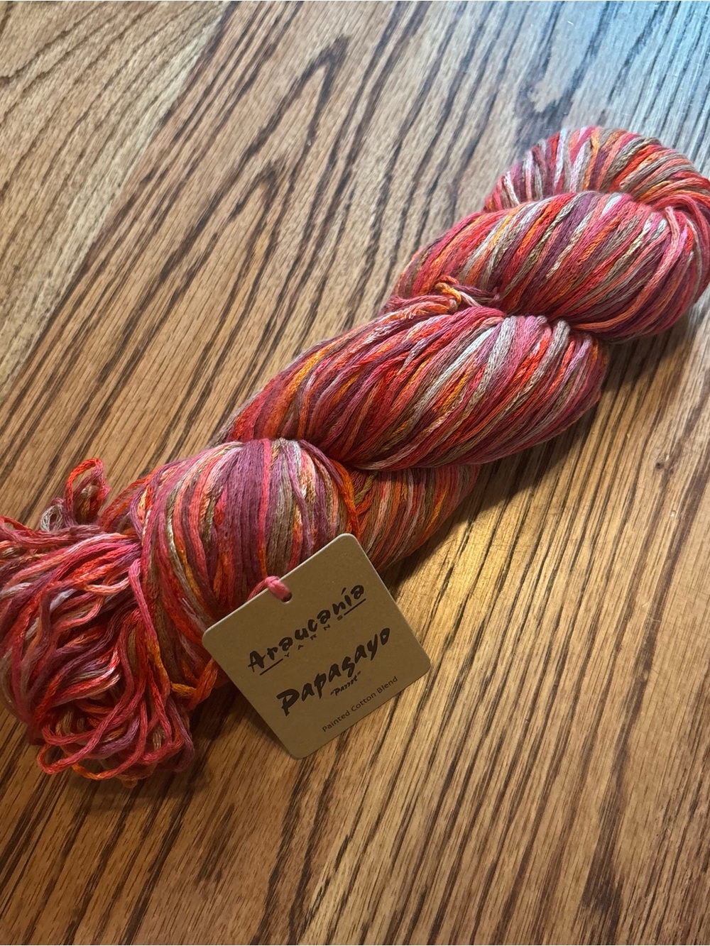 Araucania Papagayo Multicolor Cotton Blend Yarn Coral Gold Knitting Crochet